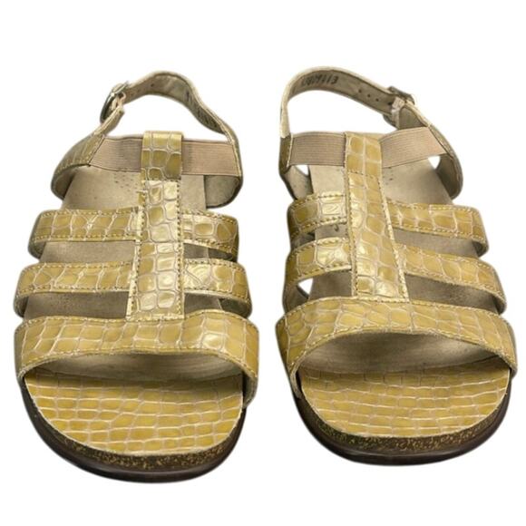 SAS Tripad Comfort Low Heel Sling-Back Mustard Yellow Patent Leather Sandal 9 - Picture 2 of 7